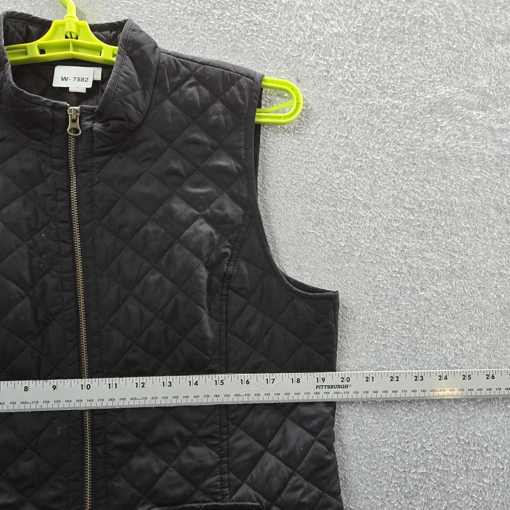 J Jill Women Jacket M Black Vest Heritage‎ Quilted Zipper Sleeveless
